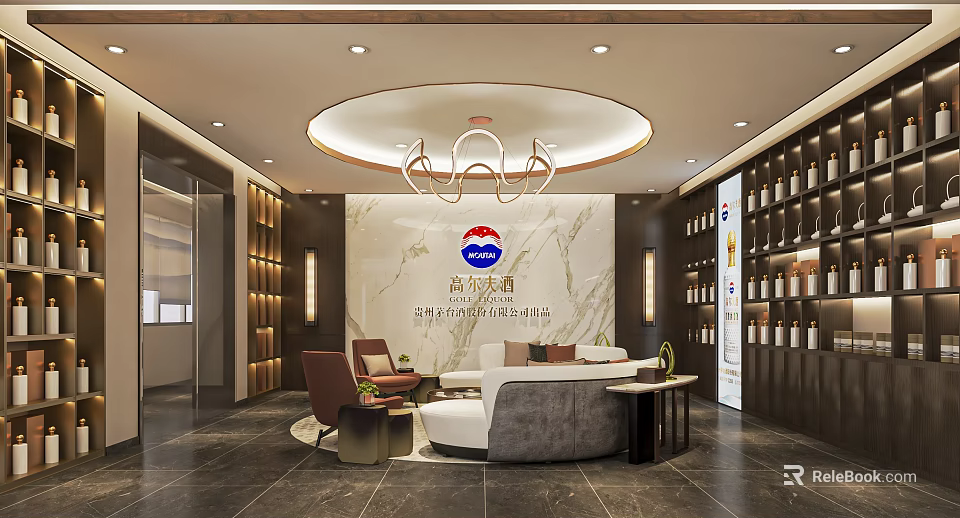 Difu Mai Tobacco and Alcohol Store Interior With Display Shelves And Reception Area 3d model 