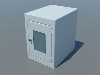 Simple White Storage Cabinet With Lockable Door And Glass Window Structure 3d model