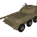 Military Functional Vehicle With Long Barrel Weapon And Six Wheels Armored Structure