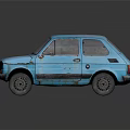 Vintage Blue Car With Old Weathered Body And Retro Classic Design
