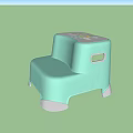Light Green Plastic Step Stool with Non Slip Surface and Side Handle Hole for Kids 3d model
