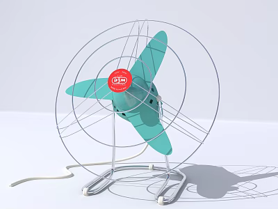 Efficient Air Conditioner Fan With Three Light Green Blades And Metal Guard 3d model