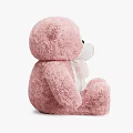 Pink Plush Teddy Bear With White Belly And Sparkly Bow Decoration