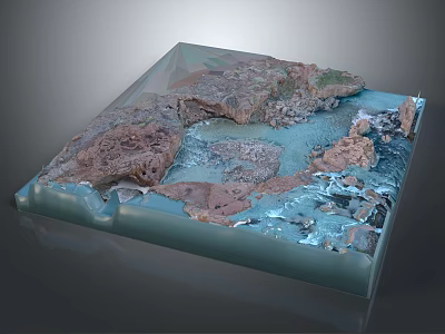Natural Garden Landscape With Rock Formations Water Features And Green Vegetation 3d model