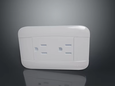 White Modern Computer Power Socket With Dual Outlet For Home Office Use 3d model