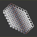 Abstract Irregular Geometric Structure With White Grid And Red Blue Dots 3d model