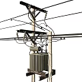Utility Pole With Transformer And Multiple Power Lines Against White Background 3d model