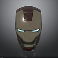 Detailed Iron Man Helmet With Red And Silver Metallic Finish And Blue Illuminated Eyes