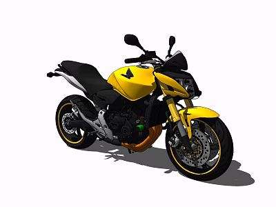 Yellow And Black Sporty Motorcycle With Sleek Design Black Seat And Rims 3d model