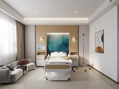 Modern Hospital Outpatient Clinic Waiting Area With Comfortable Seats And Medical Equipment 3d model