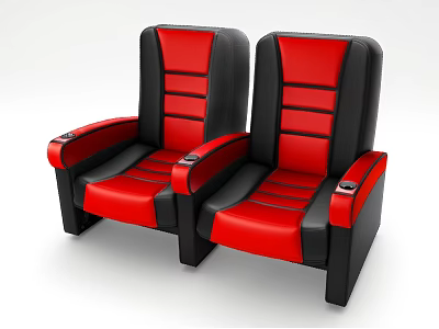 Red And Black Leather Massage Chairs With Comfortable Seats And Armrests 3d model