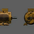 Yellow Industrial Electric Motor With Worn Surface Heat Sink Terminal Box And Shaft