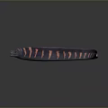 Dark Colored Moray Eel With Orange Red Stripes And Slender Curved Body
