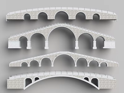 Different Stone Arch Bridge Designs With Multiple Arches And Symmetrical Structures 3d model