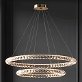Modern Hanging Crystal Chandelier With Three Circular Rings And Sparkling Crystal Decorations