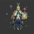 Magical Fantasy Game Character With Long Blonde Hair Crown Star Shaped Ornaments Holding Magic Compass