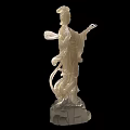 Traditional Elegant Female Statue Ornament Decor Set With Jade Like Ivory White Craftwork
