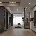 Modern Living and Dining Room Interior Design With Open Layout Wooden Flooring Artwork and Plant