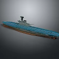 Detailed Aircraft Carrier Model As Water Transport Vehicle With Blue Deck And Island Structure