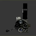 Vintage Film Projector With Large Black Reels And Metal Components On Dark Background
