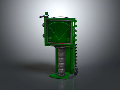 Green Industrial Equipment Featuring Display Screen Antenna Control Panel Stand And Cable 3d model