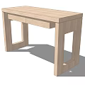 Light Wood Modern Desk Design With Single Drawer And Square Legs 3d model