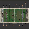 Colorful Foosball Table With Decorative Patterns And Wooden Frame And Foosball Players