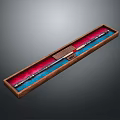 Ornate Metal Sword In Wooden Box With Red And Blue Lining And Decorative Hilt