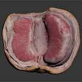 Fresh Peeled Grapefruit With Pink Juicy Flesh On Black Reflective Surface