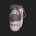 R4H Grenade Grey And Silver Military Explosive Device With Metal Safety Lever And Textured Surface