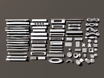 Assorted Cabinet And Drawer Handles With Different Designs Shapes And Styles 3d model