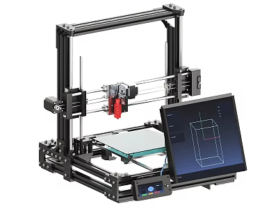 Advanced Industrial 3D Printer With Digital Screen Displaying 3d model