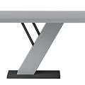 Modern Gray Dining Table With Unique Geometric Legs And Black Base 3d model