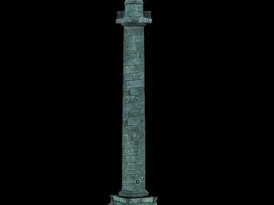 Ancient Stone Tower With Columnar Structure And Brick Texture Base 3d model