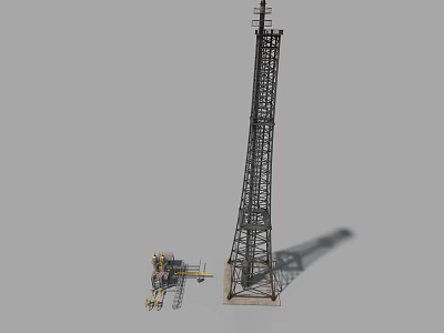 Public Utility Communication Tower With Metal Structure And Transmission Equipment 3d model