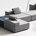 Modern Modular Sofa Coffee Table Set With Multi Color Seats And Geometric Design 3d model