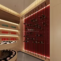 Liquor and Tobacco Specialty Store Facade With Wooden Wall Glass Door And Product Display Shelves