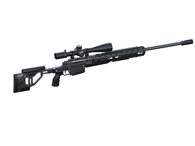 High Precision Sniper Rifle with Sniper Scope Long Barrel Tactical Design and Adjustable Stock 3d model