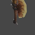 Fantasy Battle Axe with Wooden Handle Orange Carved Blade and Metal Accents