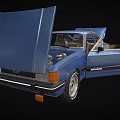 Blue Spirit Car With Open Doors And Hood Revealing Engine And Interior Details