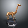 Woven Giraffe Sculpture Decorative Art Piece Display On Black Circular Base