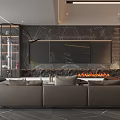 Modern Living Dining Room Interior Design With Sofa Coffee Table And Built In Bookshelves