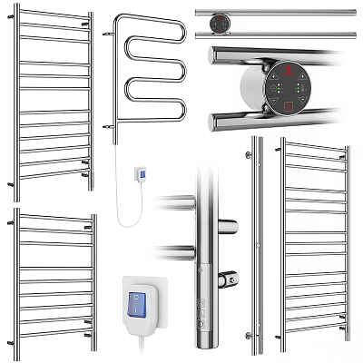 Stainless Steel Heated Towel Rails And Thermostats 3d model