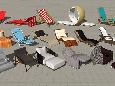 Various Stylish Lounge Chairs With Diverse Colors And Modern Designs 3d model