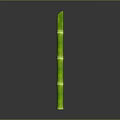 Five Tall Green Bamboo Stems With Shiny Surface Against Dark Background