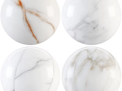 Circular Marble Components With Various Natural White Vein Patterns And Textures 3d model