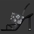 BATA Silver Black Studded Rhinestone Flat Open Toe Sandals For Summer Fashion