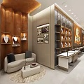 Modern Luxury Jewelry Store Interior With Circular Display Counters And Gold Decor