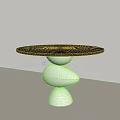 Modern Minimalist Side Table With Black Round Top And White Pebble Base 3d model