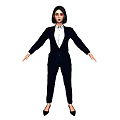 Woman in Black Suit and White Shirt Standing With Arms Outstretched